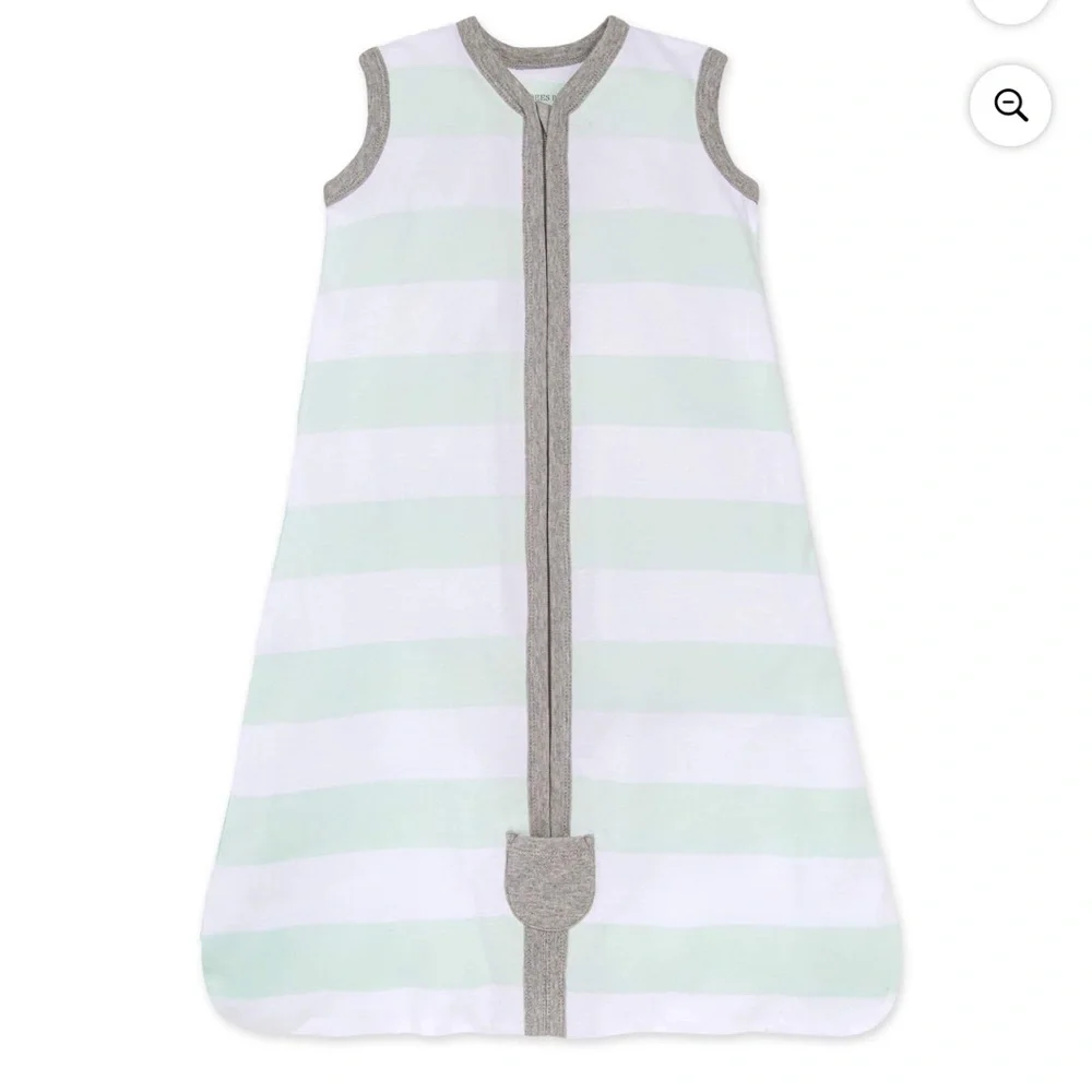 Burt's Bees Baby Beekeeper Blanket Organic Cotton Seaglass Rugby Stripe Sz Small